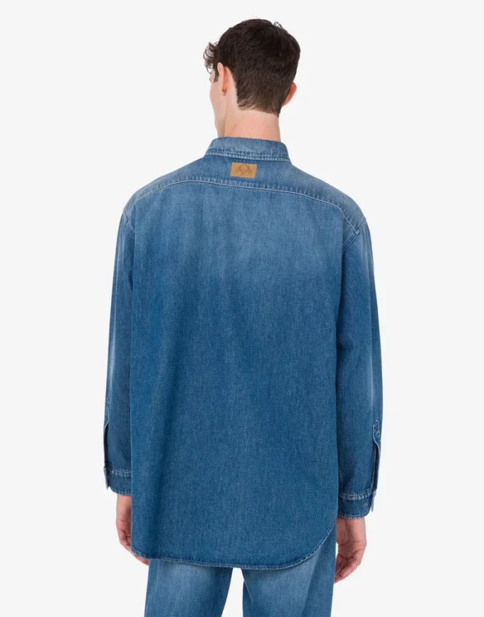 Blue cotton denim shirt