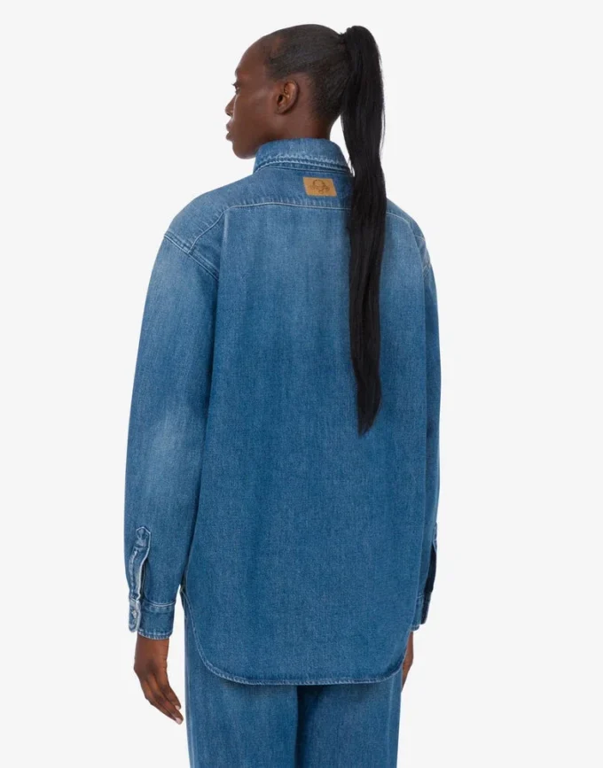 Blue cotton denim shirt