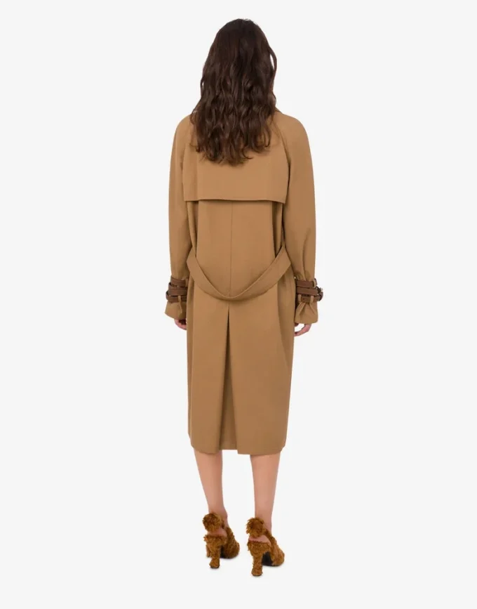 Cotton blend gabardine trench coat