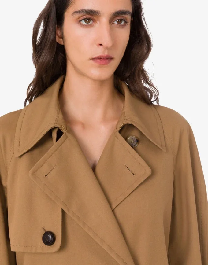 Cotton blend gabardine trench coat