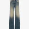 Cotton denim flare pants