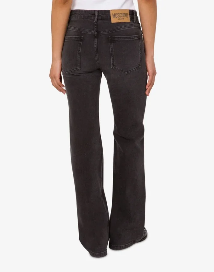Cotton denim flare pants
