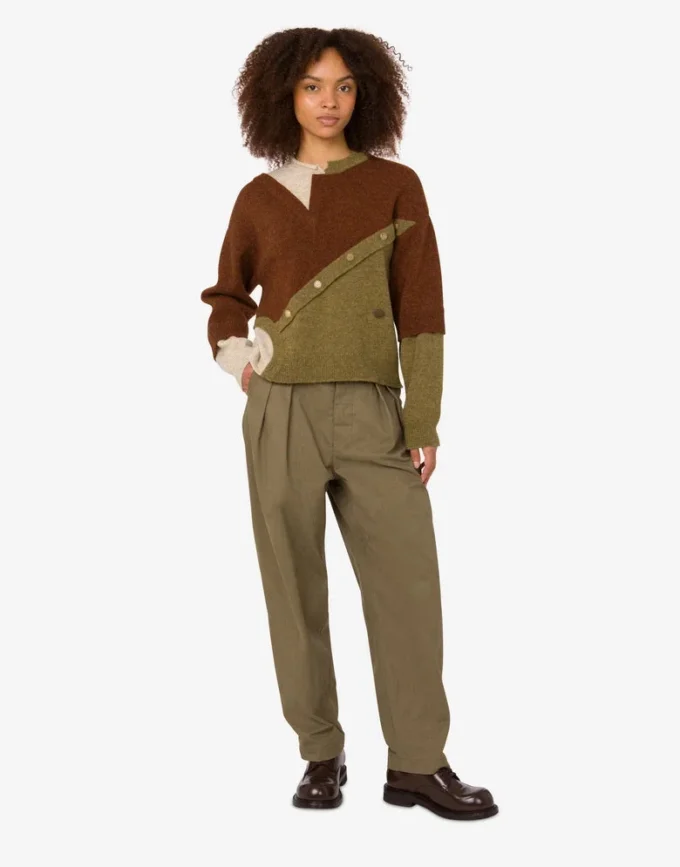 Cotton diagonal pants