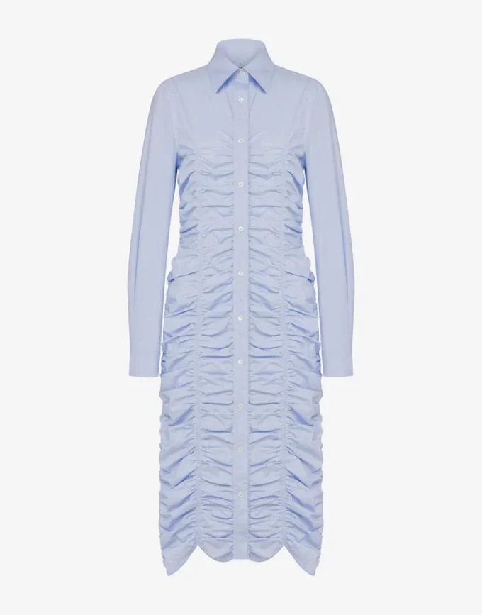Draped cotton poplin dress