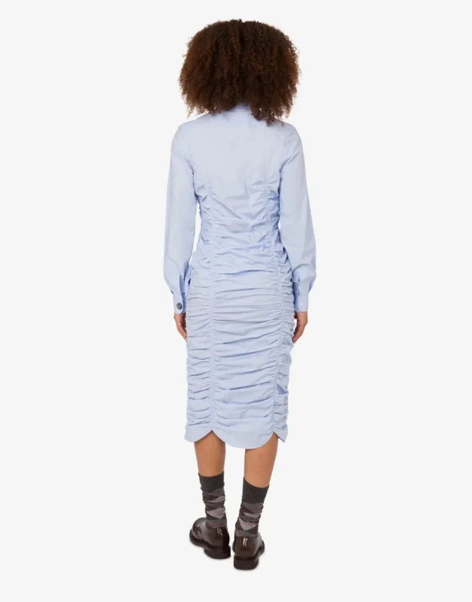 Draped cotton poplin dress