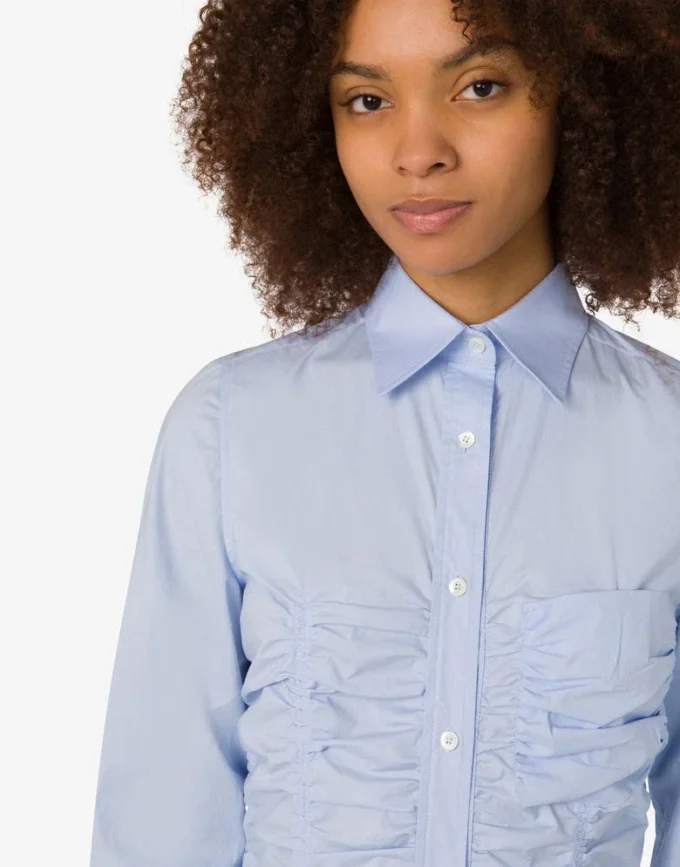 Draped cotton poplin dress