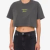 Embroidered cotton jersey crop top