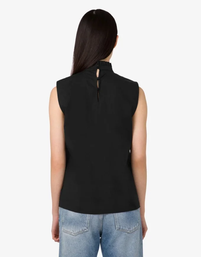 Embroidered cotton poplin top