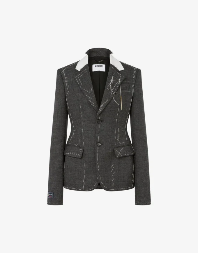 Embroidered wool canvas jacket