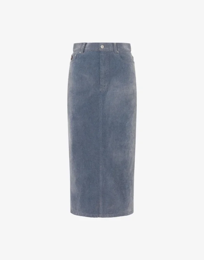 Flocked denim skirt