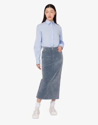 Flocked denim skirt