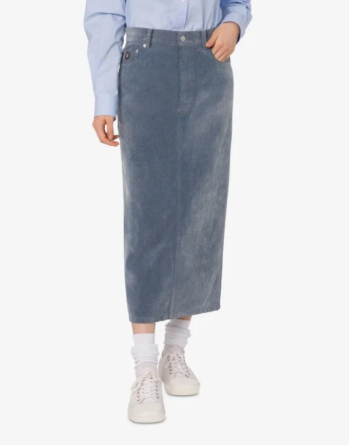 Flocked denim skirt