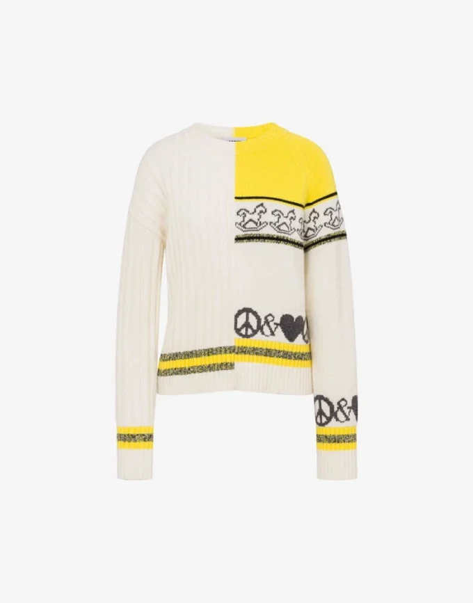 Intarsia wool blend pullover