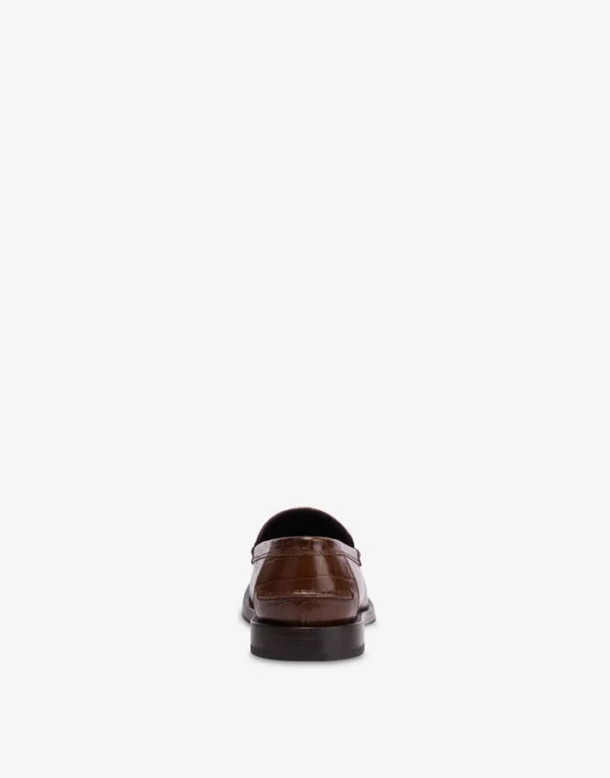 Moccasins in croc-print calfskin