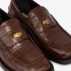Moccasins in croc-print calfskin