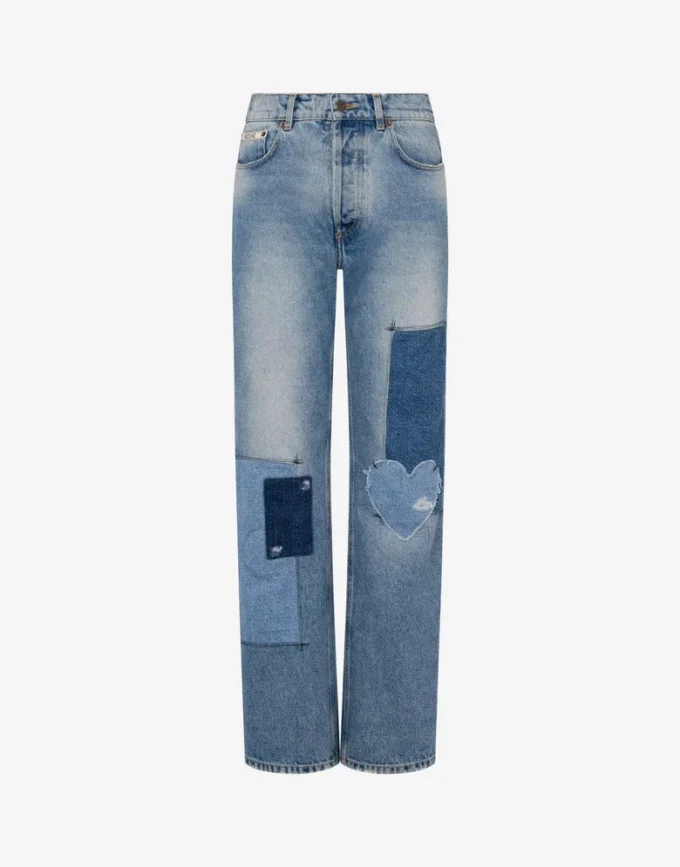 Patchwork denim pants