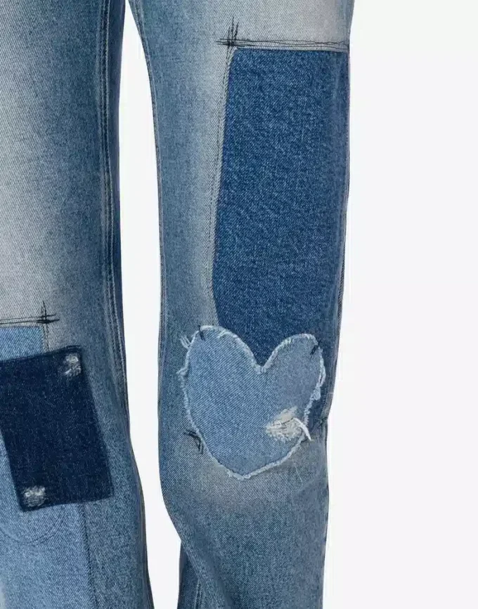 Patchwork denim pants