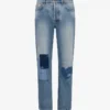 Patcwork cotton denim pants