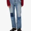Patcwork cotton denim pants