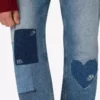 Patcwork cotton denim pants