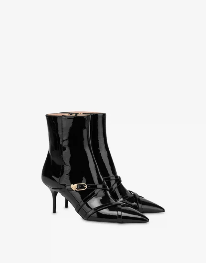 Patent leather ankle boots