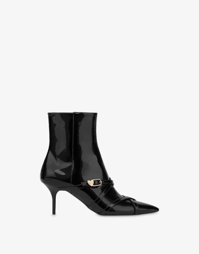 Patent leather ankle boots