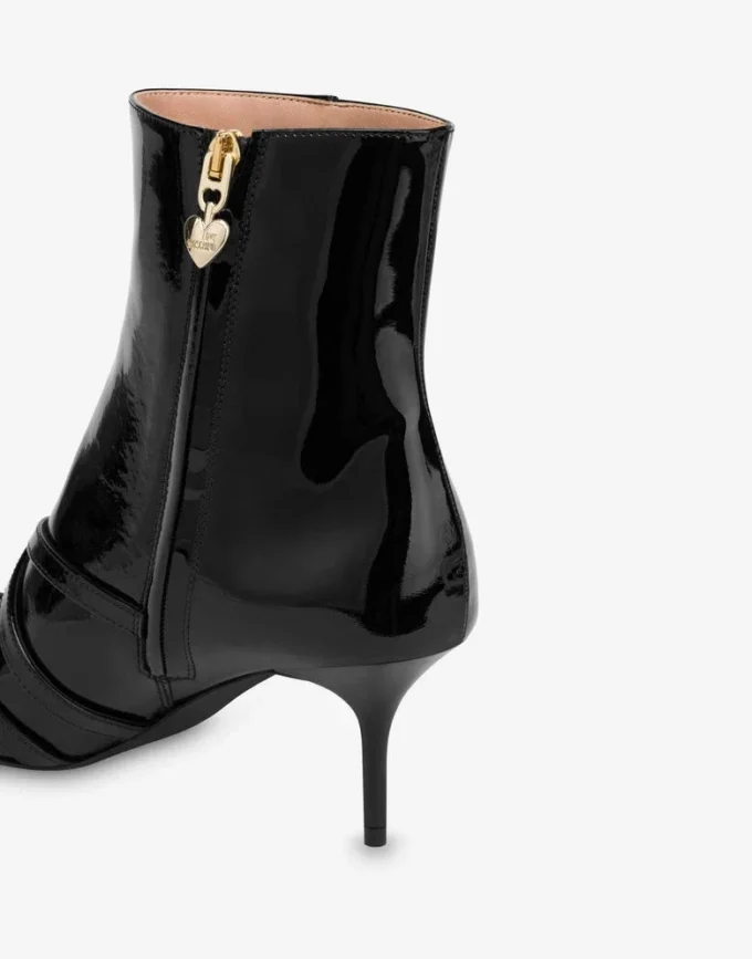 Patent leather ankle boots