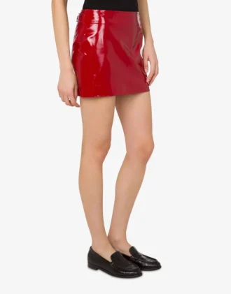 Patent leather mini skirt