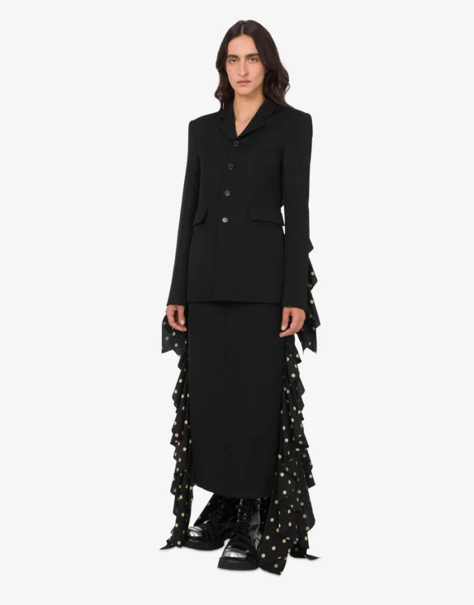 Polka Dots wool blend diagonal jacket