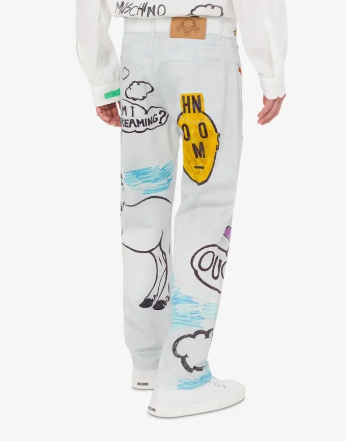 Printed cotton bull trousers