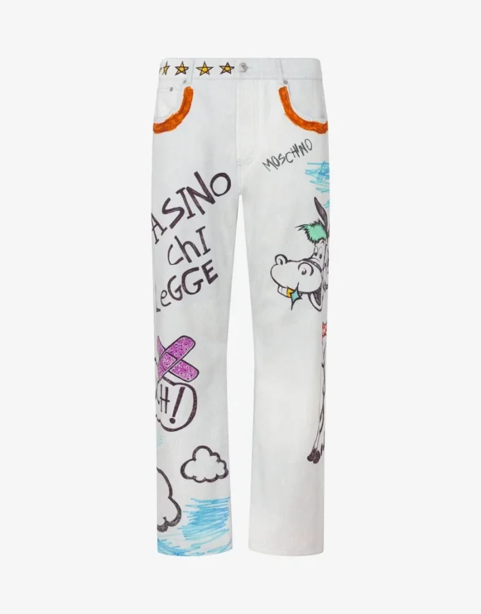 Printed cotton bull trousers