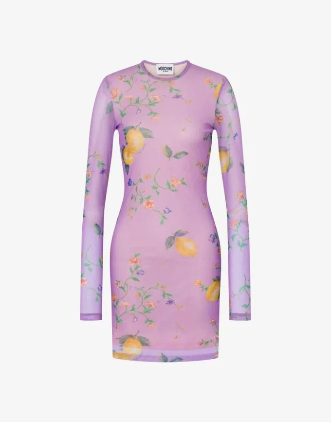 Printed mesh dress
