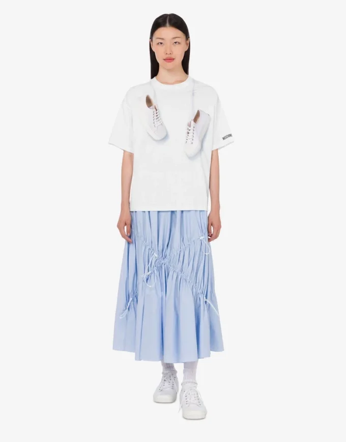 Stretch cotton poplin skirt