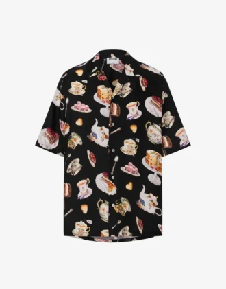 Printed silk satin shirt
