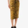 Printed stretch cotton gabardine skirt