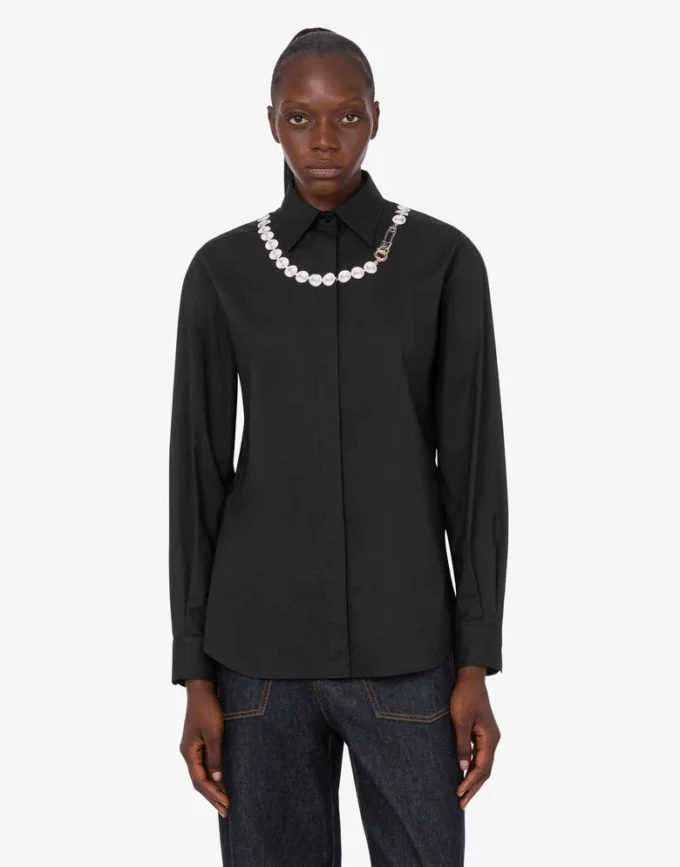 Printed stretch cotton poplin shirt