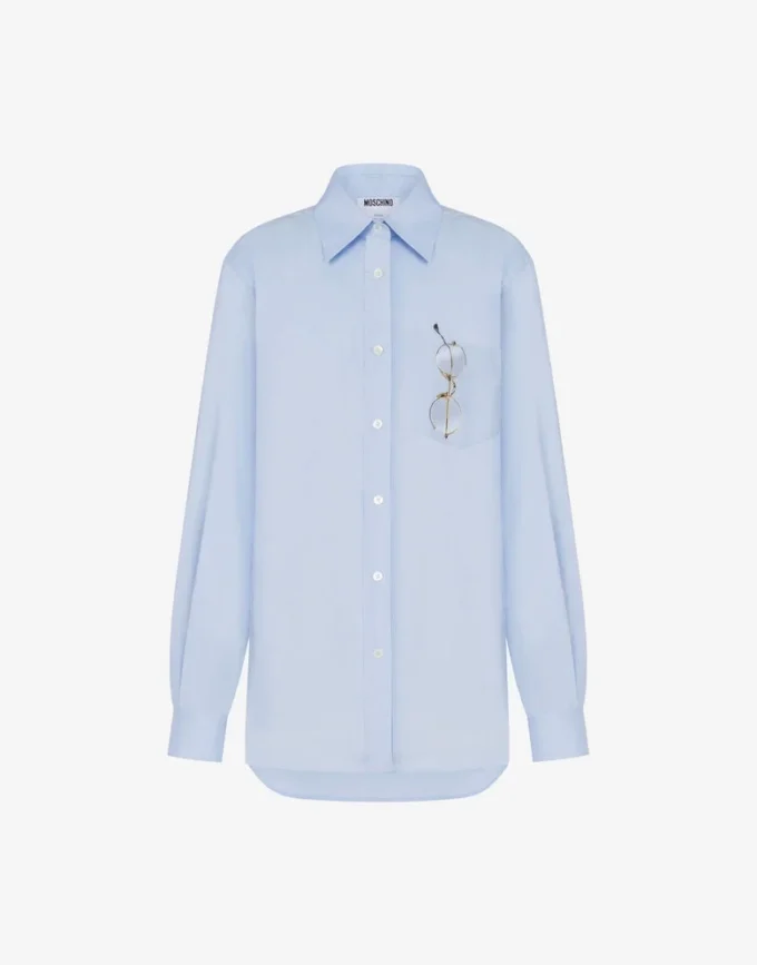 Printed stretch cotton poplin shirt