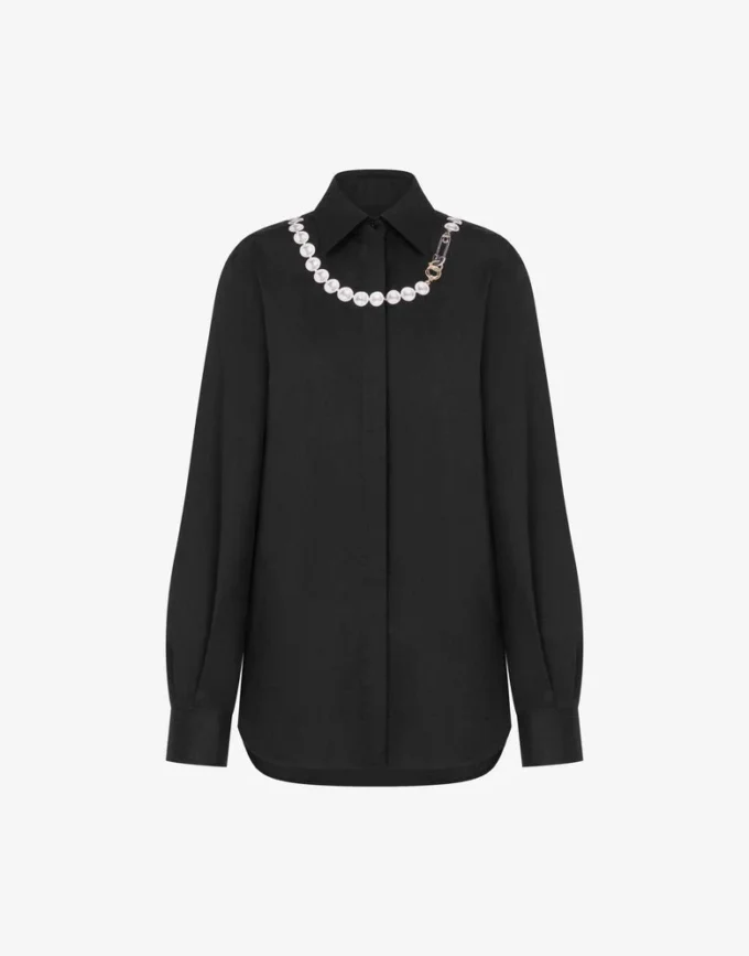 Printed stretch cotton poplin shirt