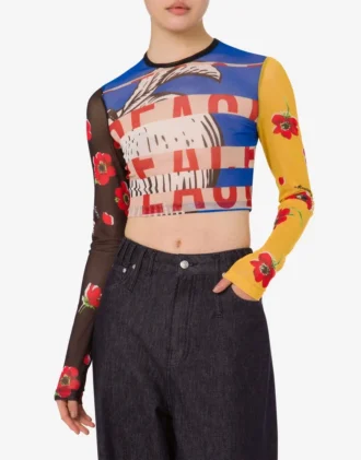 Printed tulle crop top