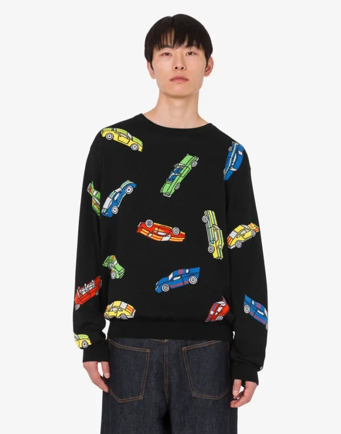 Pure cotton intarsia pullover