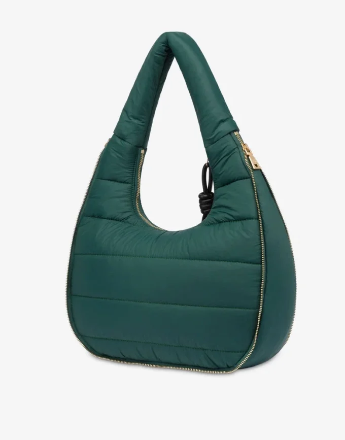 Quilted nylon hobo bag