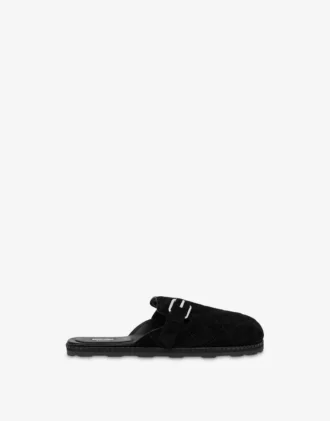 Quilted suede sabot
