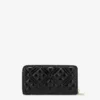 Quilted zip around wallet with logo embroidery