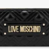 Quilted zip around wallet with logo embroidery