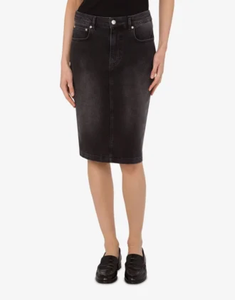 Stretch cotton denim skirt