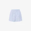 Striped Poplin Shorts Goose Embroidery