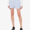 Striped Poplin Shorts Goose Embroidery