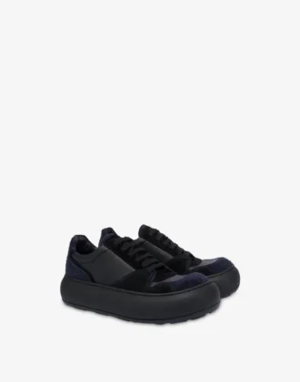 Suede and calfskin trainers