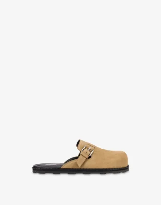 Suede sabot with strap