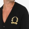 Wool and Cashmere Cardigan Laurel Crown Embroidery